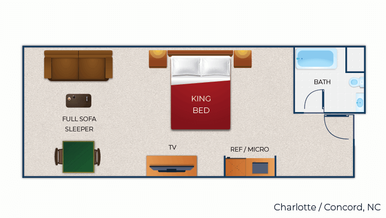 The floor plan for the Luxury King Suite(balcony/patio)